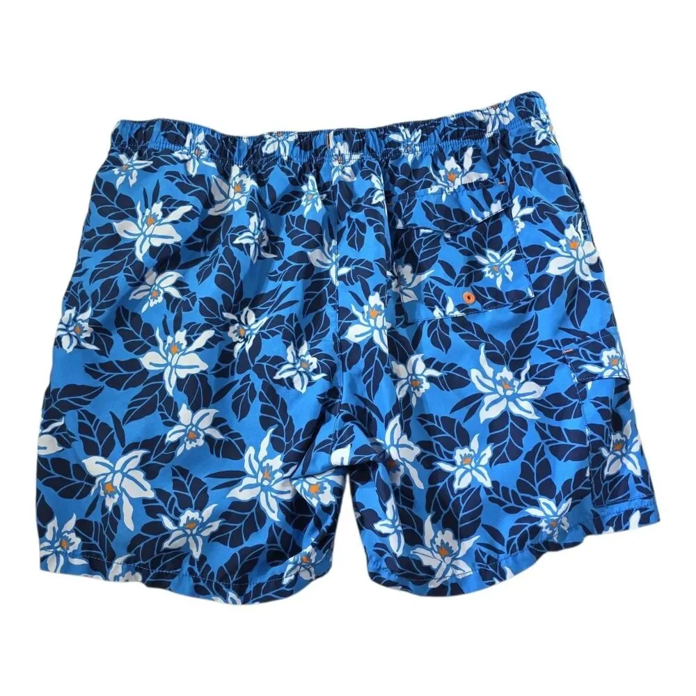 Tommy Bahama Relax Mens XXL Swim Trunks Blue Floral Board Shorts Cargo Pocket EC